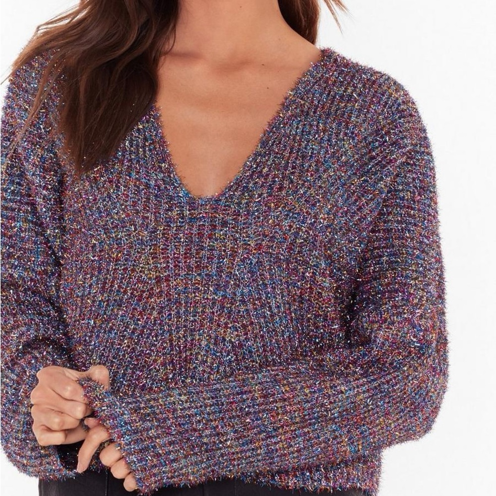 Nasty Gal Tinsel Cropped Sweater